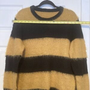 Cute Black and Yellow Striped Sweater Furry Women's size Large